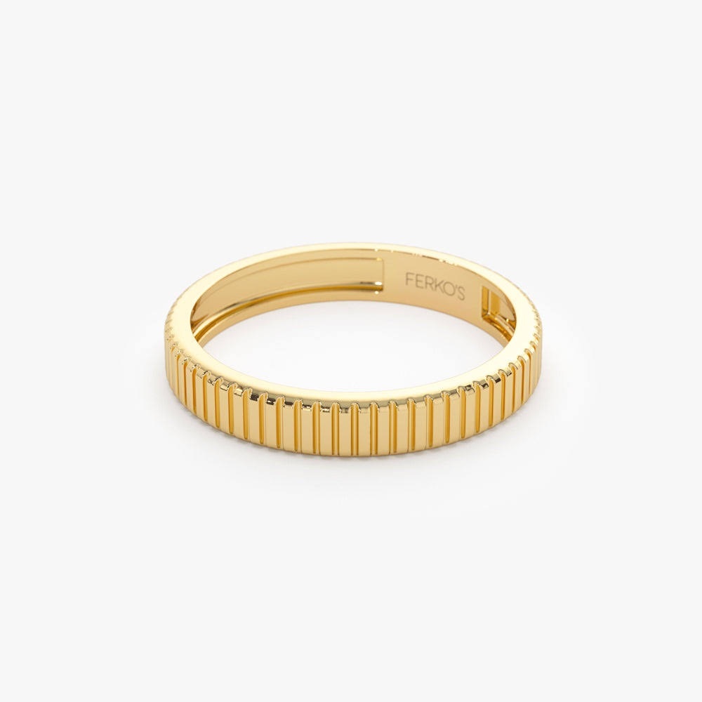 {ferkos fine jewelry} 14k yellow gold 3mm ribbed stacking band - size 6.25